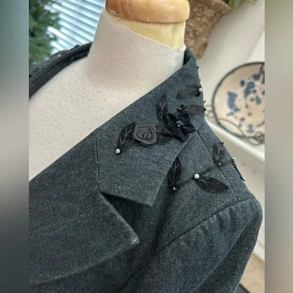 Vintage Mary Frances Embellished Black Jean Jacket - Picture 5 of 9